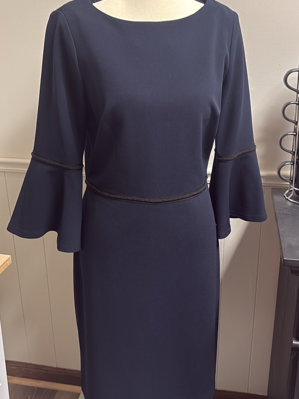Tommy Hilfiger Navy Bell-Sleeve Sheath Dress